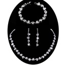 Серебряное свадебное колье, фианиты, серьги 3 в 1