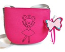 Розовая сумочка с мышкой-балериной и именем, повязка-бабочка для девочки 4 лет.