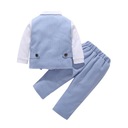 Oblek modrý s prúžkami svetlo bavlnený pre chlapca pohodlný Kód výrobcu FRANK
