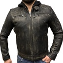 Pánska kožená bunda Motocyklová ramoneska s kapucňou - 6XL Prispôsobenie rukávov normálna verzia