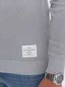 Pánsky sveter s textúrou a polkruhovým výstrihom svetlo šedý V5 OM-SWSW-0104 S Dominujúca farba sivá