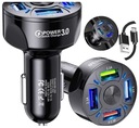 Ładowarka do AUTA 4x USB PD QC 3.0 do Telefonu + Kabel SZYBKIE ŁADOWANIE