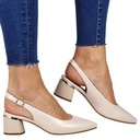 iShoes ЖЕНСКИЕ САНДАЛИИ НА БЛОКЕ, НИЗКИЙ КАБЛУК, БЕЖЕВЫЕ, ЖЕМЧУЖНЫЕ, ЭЛЕГАНТНЫЕ