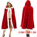 60-90-120-150 cm Červený zamatový plášť s kapucňou, sexy Dominujúca farba červená