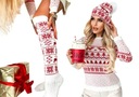 РОЖДЕСТВЕНСКИЙ КОМПЛЕКТ СВИТЕР НОСКИ ШАПКА БЕЛЫЙ РОЖДЕСТВЕНСКИЙ ПОДАРОК ​​+ БЕСПЛАТНО