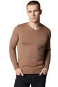 Мужской бежевый хлопковый свитер с v-образным вырезом Próchnik PM6 L