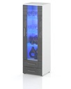 НАСТОЛЬНАЯ ВИТРИНА КОМОД СО СТЕКЛОМ, БЕЛЫЙ МАТОВЫЙ, СЕРЫЙ ГЛЯНЦЕВЫЙ LED, 60 см