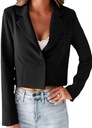 Женская офисная куртка короткого кроя с длинными рукавами и открытой передней частью, 5XL