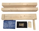 Закрытая деревянная детская песочница с лавочками 120х120 + брезент