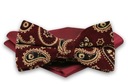 Бордовый и бежевый галстук-бабочка с нагрудным платком в цвете «Пейсли» - Alties