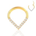 Золотые серьги с кликером PIERCING Каплевидная перегородка 1.2/8