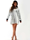Dámske ležérne voľné holografické šaty s výstrihom do O, dlhé S Model 20230920