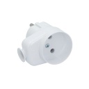 Угловая вилка с розеткой 2П, 16А, белая