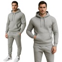 МУЖСКОЙ СВЕТЛО-СЕРЫЙ КОМПЛЕКТ С КАПЮШОНОМ - КАРМАН-КЕНГУРУ - ХЛОПОК XL