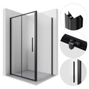 KABINA PRYSZNICOWA 120x90 CZARNA PROSTOKĄTNA DRZWI PRZESUWNE SZYBA ŚCIANKA