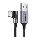 UGREEN US284 угловой кабель USB-USB-C, 3А, 3м (черный)