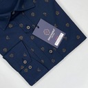 Elegantná tmavomodrá PREMIUM pánska košeľa s lycrou s drobnými vzormi SLIM-FIT Dominujúca farba modrá