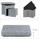 Relaxdays Skladací taburet s úložným priestorom, ľan, sivý, 38 x 38 x 38 cm EAN (GTIN) 4052025965129