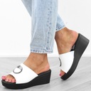 Biele dámske šľapky na podpätku ľahká pohodlná pracka sandále TW23090 veľ.36 Dominujúca farba biela