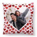 Подушка для фотографий с вашим фото в подарок 45х45см УЗОРЫ на выбор ко Дню святого Валентина