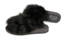 Черные женские тапочки с мехом банок с лопатками