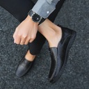Элегантные кожаные туфли, мокасины черного цвета, экологическая кожа.