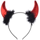 красная повязка на голову DEVIL HORNS с мехом DEVIL