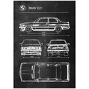 Патентный постер с ретро-диаграммой BMW E21