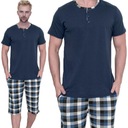 Классическая мужская хлопковая пижама NETi с короткими рукавами, темно-синяя