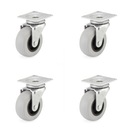 НАБОР ИЗ 4 ПОВОРОТНЫХ РЕЗИНОВЫХ КОЛЕС FI 50 С ТОРМОЗОМ