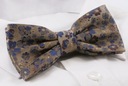 Мужской галстук-бабочка и нагрудный платок - Альти - Бежевый с цветочным мотивом