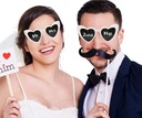 Очки-СЕРДЦЕ для свадебных фотографий Имена Дата Черный Белый Розовый Фотобудка