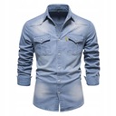MĘSKA KOSZULA JEANSOWA CASUAL SLIM FIT KOSZULA