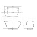 Braider Free -Подставка Bathtub Purea 150 см. Белый + сифонский хромированный перенос