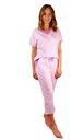 Женская пижама со штанами 3/4, светло-розовая, V-образный вырез L
