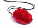 Náhrdelník choker ruža na remienok elegantný červený kvet ozdoba na krk Celková dĺžka 160 cm