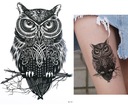 Временная моющаяся татуировка Сова Сова большая XL 21см сова на ветке когти