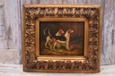 Poľovné psy - Beagle - Pes - Olejomaľba - Zlatý rám 42x37 Technika vykonávania oleja