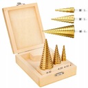 СВЕРЛА СТУПЕНЧАТЫЕ КОНИЧЕСКИЕ СВЕРЛА НАБОР 3 шт. TYTAN HSS 4-32 ДЕРЕВЯННЫЙ КОРПУС