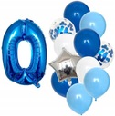 Воздушные шары на день рождения 12шт Синие конфетти буква 0