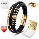 КОЖАНЫЙ БРАСЛЕТ МУЖСКОЙ С ГРАВИРОВКОЙ, ПОЗОЛОЧЕННЫЙ, СВОБОДНАЯ ГРАВИРОВКА, РЕГУЛИРУЕМЫЙ