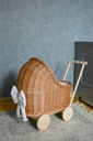 НАТУРАЛЬНАЯ плетеная кукольная коляска с толкачкой + постельное белье