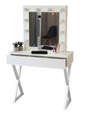 Белый туалетный столик с подсветкой, зеркало белое матовое, 90 см