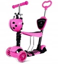 Трёхколесный балансировочный самокат BIEDRONKA 5в1 LED РОЗОВЫЙ