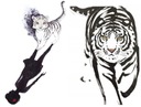 Набор из 2 временных татуировок «тигр, тень, кошка, кошка»