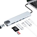 Адаптер HUB Разветвитель USB-C для ноутбука 8в1 USB 3.0 HDMI 4K LAN алюминий 100Вт