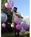 Воздушные шары для крещения розовые и белые, 200 шт. GEMAR.