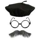 КОСТЮМ БЕРЕТ СТАРИКА ДЕДУШКИ С УСАМИ 3 шт.