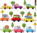 НАКЛЕЙКИ НА НАСТЕНУ МАШИНКИ ЖИВОТНЫЕ МАШИНЫ_50x100см AD7