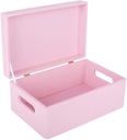 Розовый деревянный ящик с ручками 30х20х14 см.